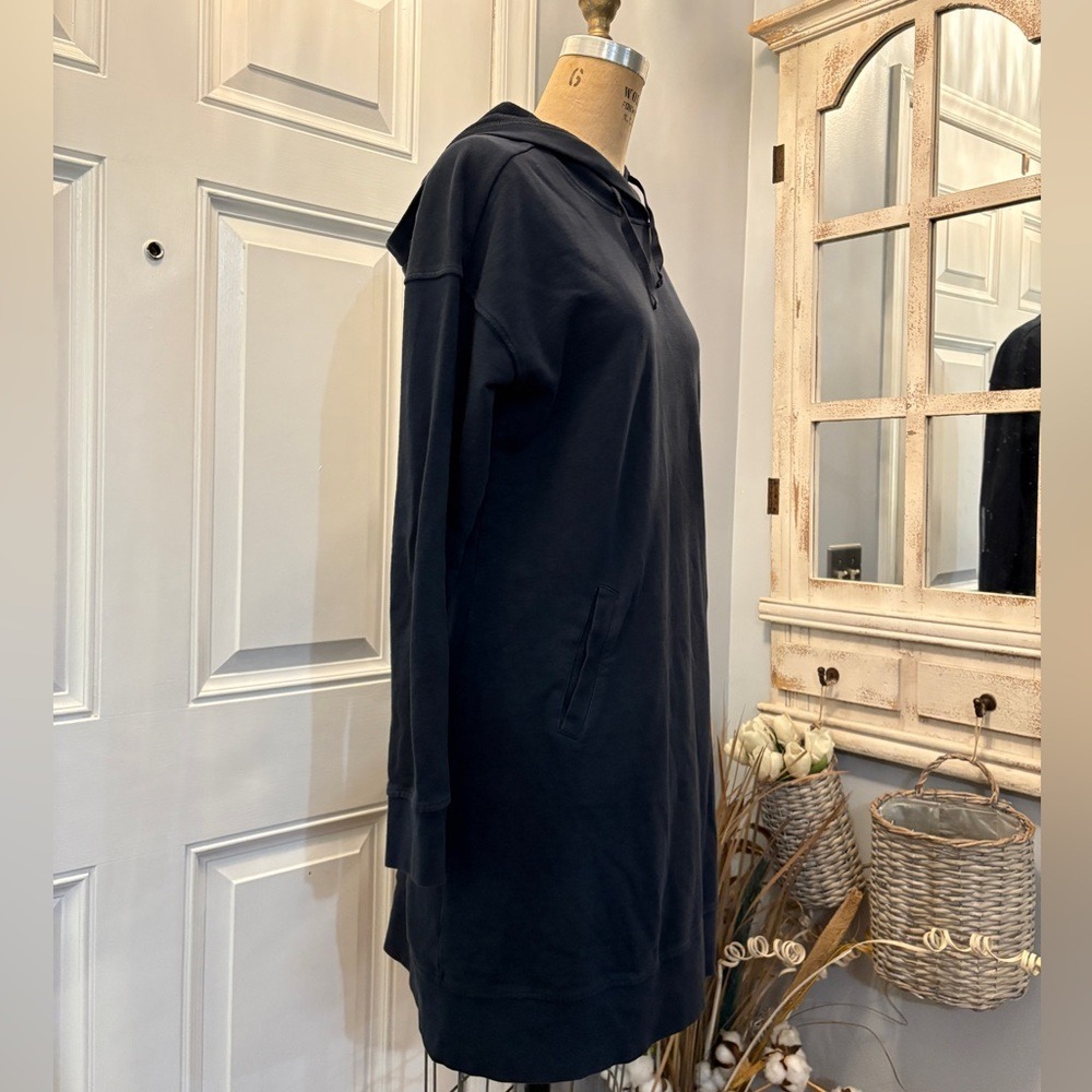 Toad&Co Navy Blue 100% Organic Cotton Hooded Long Sleeve Dress Large‎ - Picture 2 of 11